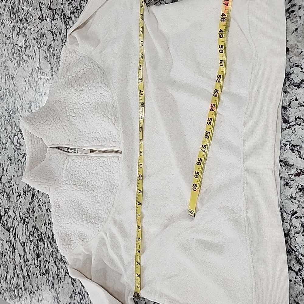 Aerie Cozy Hometown Holiday Sherpa 1/4 Zip Pullover Sweatshirt. Cream. Small. - Picture 8 of 12